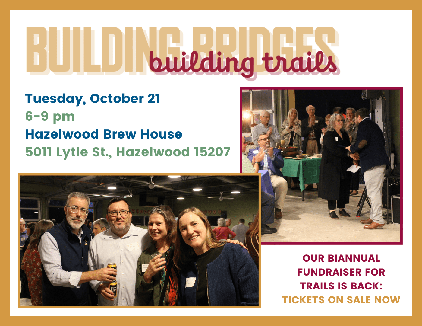 Tuesday, October 21 6-9 pm Hazelwood Brew House 5011 Lytle St., Hazelwood 15207 (7)
