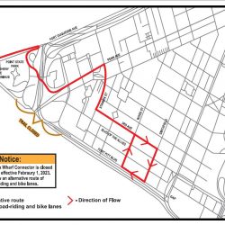 Detour around Mon Wharf closure